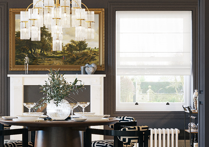 Casoria Voile, White Horizon - Twist&Fit Roman Blind - Image 3